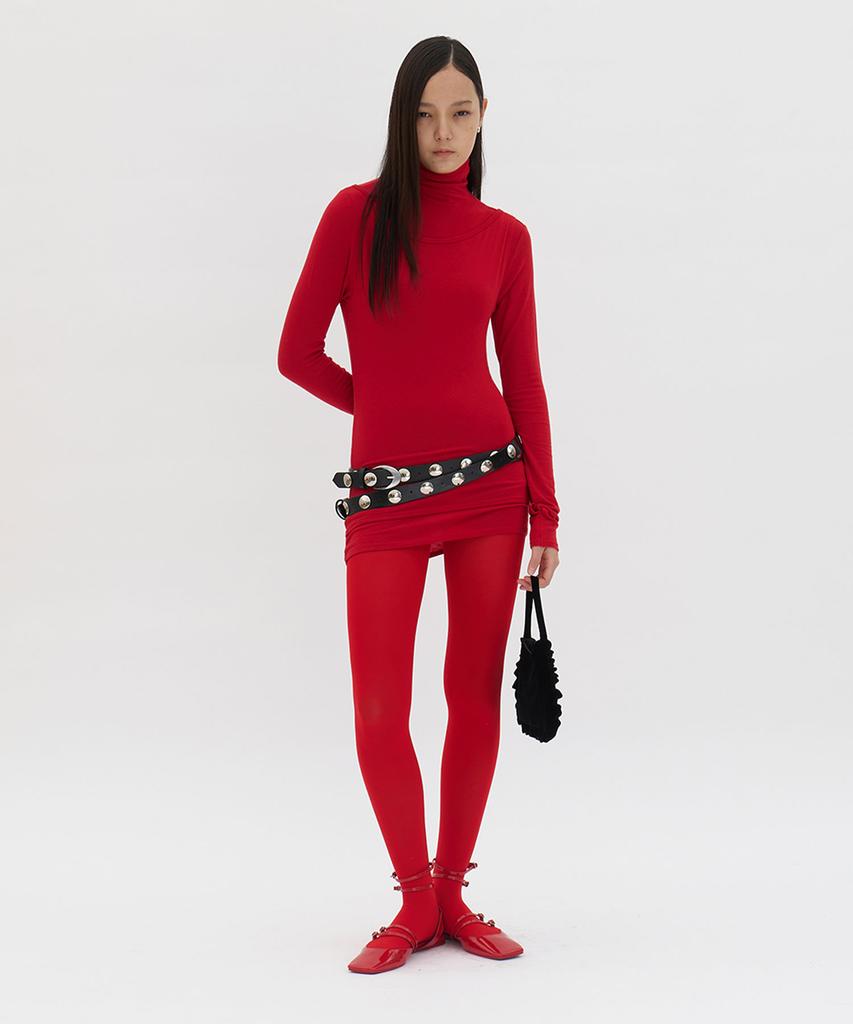 Yunse Layered Turtleneck Top (Red)