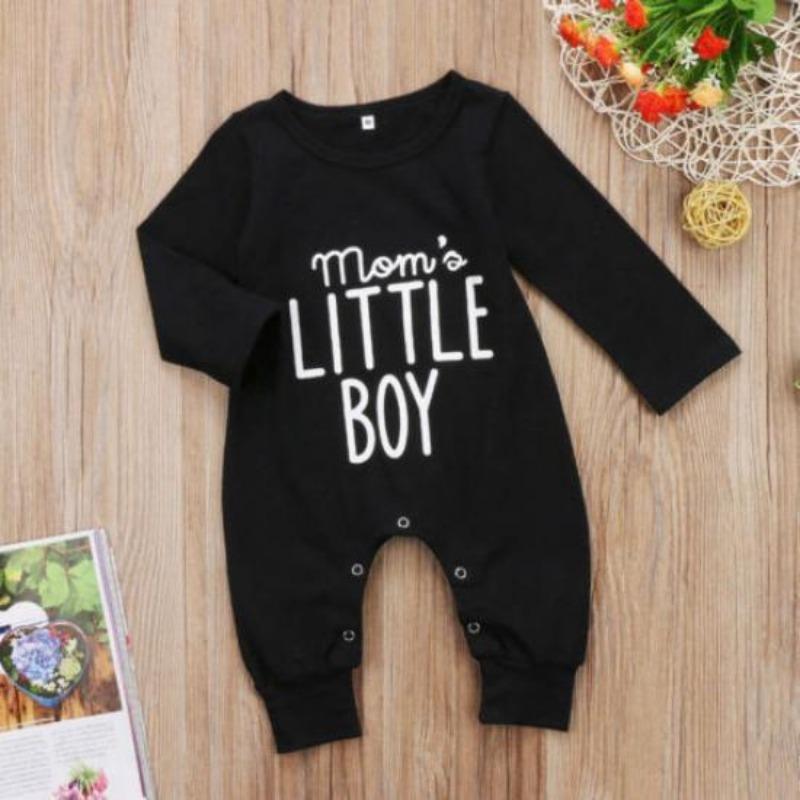Mote Nyfødt Småbarn Spedbarn Baby Gutter Romper Langermet Jumpsuit Lekedress Små gutteantrekk Svarte klær
