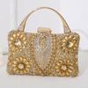 Pochette da sera metallizzata da donna con decorazioni di strass per eventi formali
