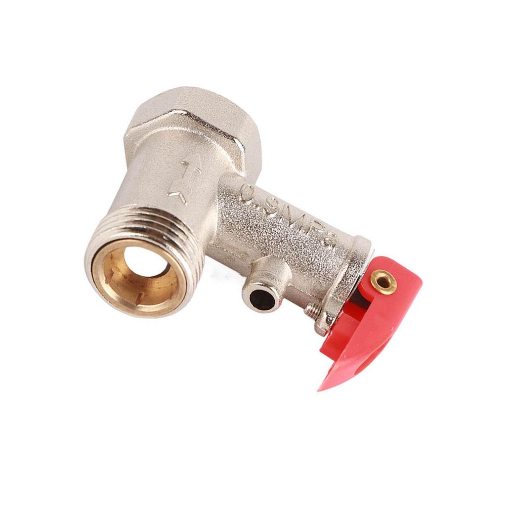 1Pc Safety Valve Water Heater Pressure Relief Check Brass Nickel Plated 0.9MPa G1 2in