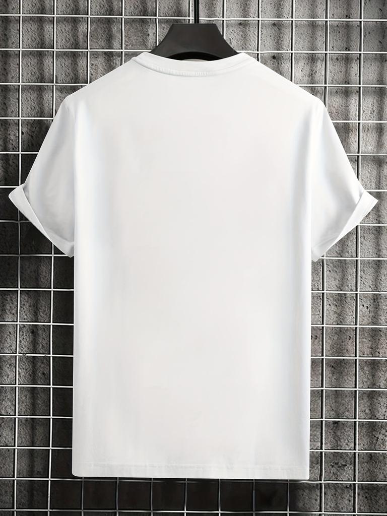 Men's Casual Graphic Tee with Unique Portrait Design - Soft , Machine Washable, Round Neck Short Sleeve T-Shirt for All Seasons