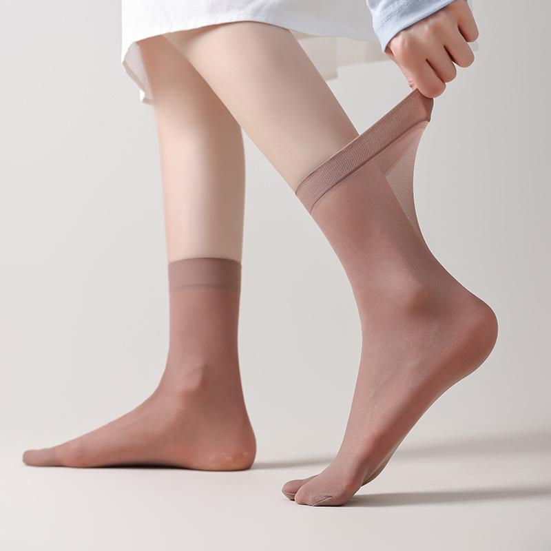 10 Paar Zweizehen Tabi Kristallseide Socken Einfarbig Schwarz Nude Atmungsaktiv Kühl Strümpfe Japanische Frauen Männer Sommer Ultra-Dünne Socken