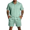 Men's Casual Lightweight Breathable Short-Sleeve Shirt And Shorts Set