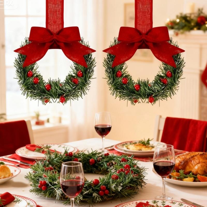 Plastic Bowknot Closet Hooks with Ribbon Designs Multipurpose Wreath Hanging Rings for Home Holiday Festival Decoration