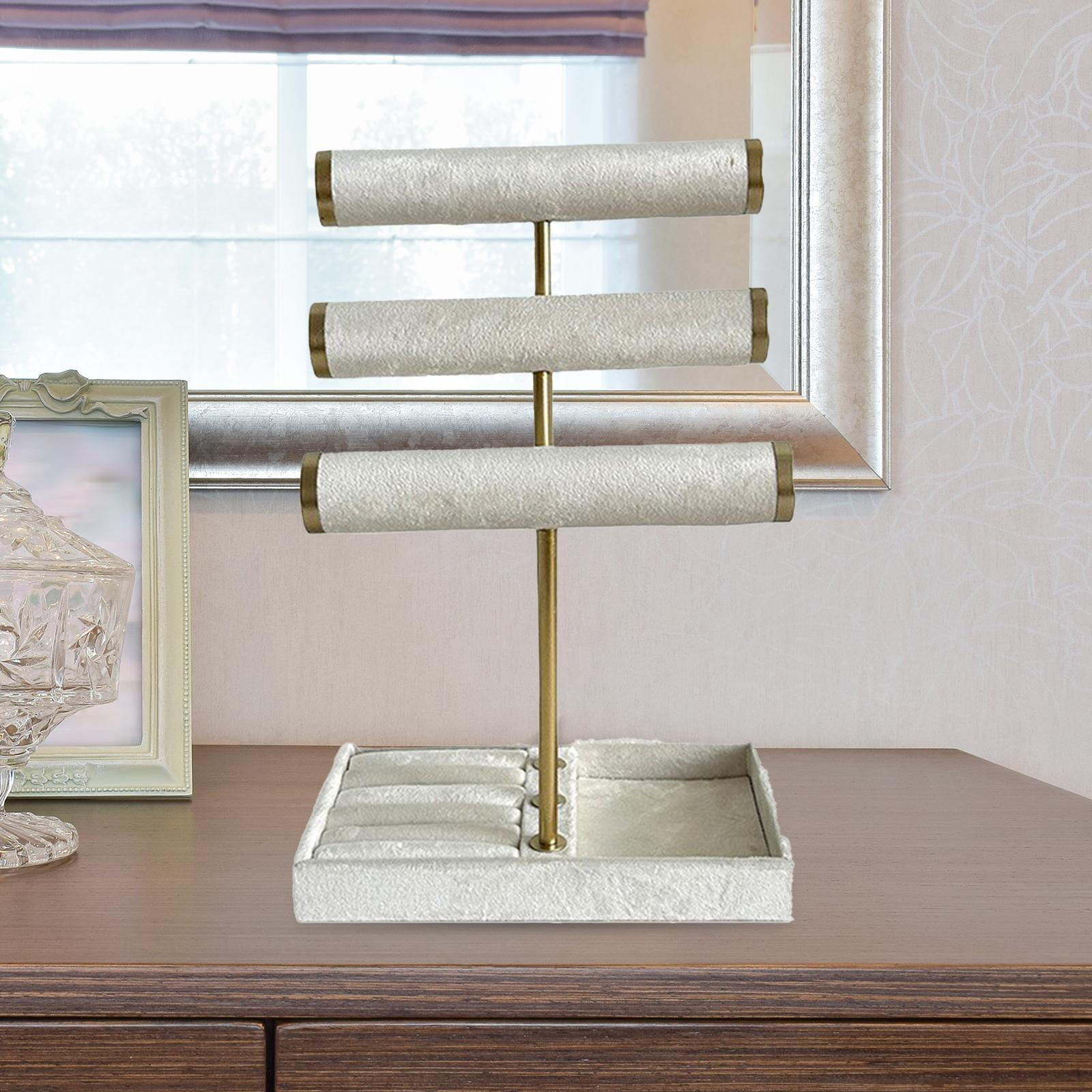 

Держатель для браслетов Подарок с подносом Органайзер для украшений Подставка для дисплея для браслетов, серег белый