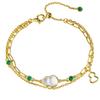 Chinese Style Double-Layer Gourd Bracelet: Women's National Style with Imitation Chalcedony Beads