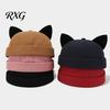 Leichter Modehut für Damen, Kappenhut ohne Schirm mit Katzenohren, Niedrige Schiebermütze, Verstellbare Skullcap, Stilvolle Unisex-Kappe für den täglichen Gebrauch, Schiffermütze