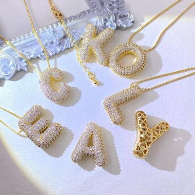 Zircon Copper Hip-Hop Alphabet Pendant Necklace for Women