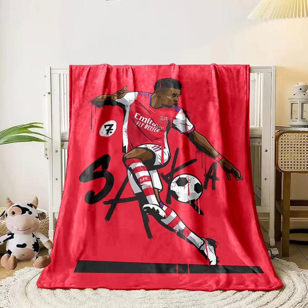 

Illustration of a soccer player in an Arsenal kit with bold text. for all seasons blanket lunch break throw gift 80cm x 120cm