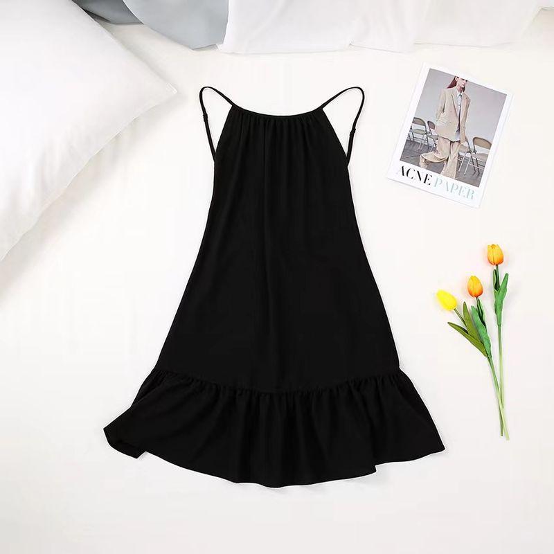 

Western Style Sexy Backless Sling Dress Homewear Sexy Suspender Backless Dress Black S