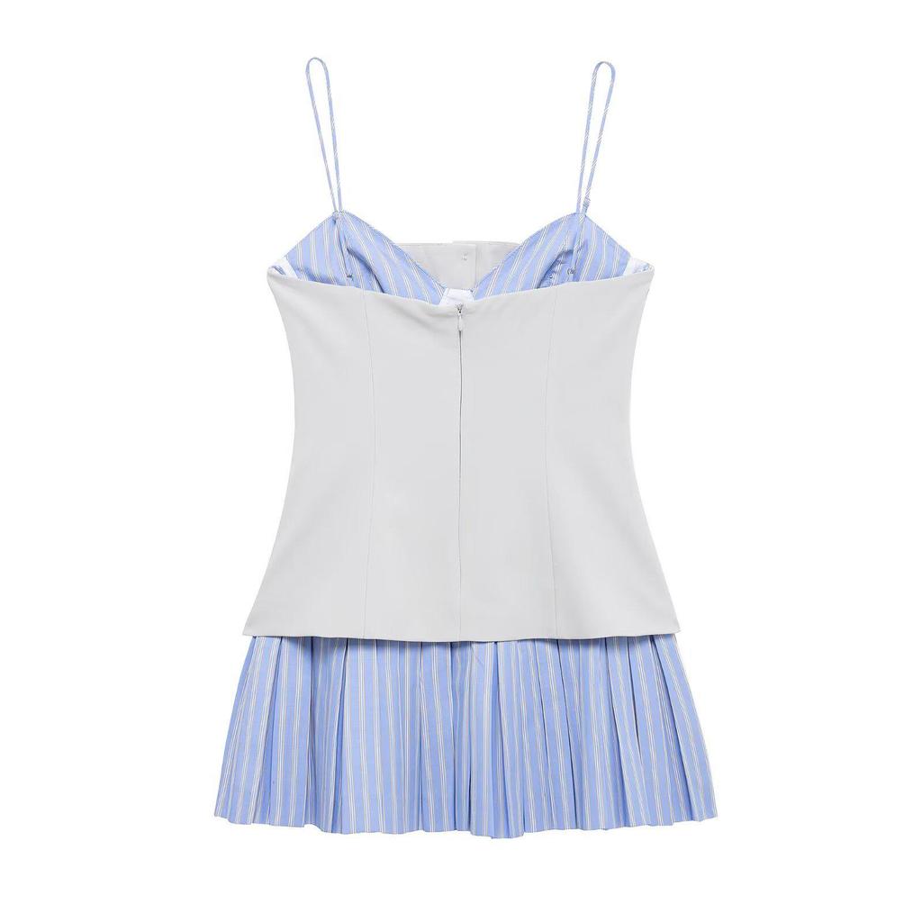 2025 Spring Women's European & American Style Poplin Patchwork Short Dress