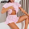 GMXIA Summer Short-sleeved Shorts Two-piece Loungewear Women's Loose Comfortable Suit