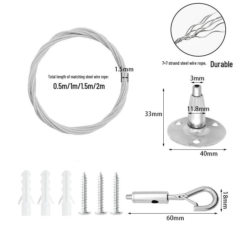 Adjustable Stainless Steel Wire Hanging Kit with Hook for Ceiling Signs and Luminaires