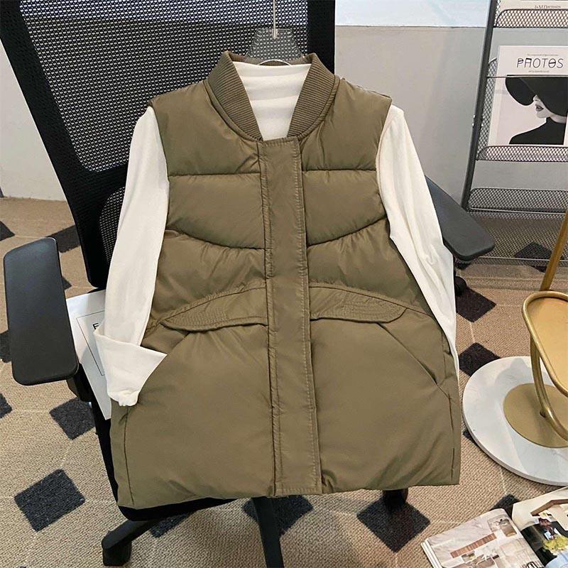 Vest for kvinner Vindtett Oversized Løs Ermeløs Vest Vinter Fortykket Dun Casual Vest