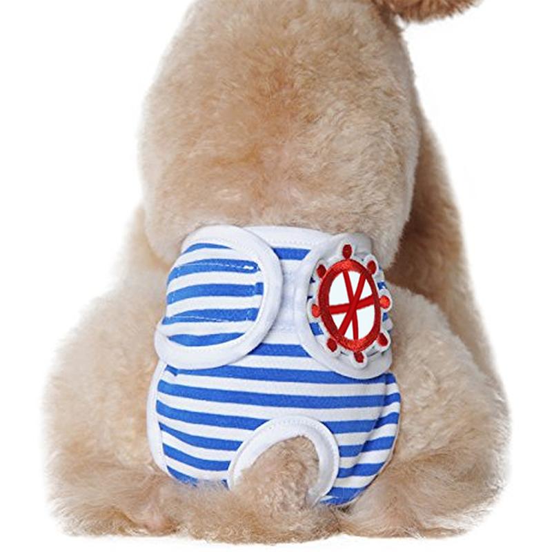 

Pet Striped Diapers Female Highly Absorbent Doggie Diapers Reusable Washable Lightweight Dog Diapers for Dog Period Pant XL