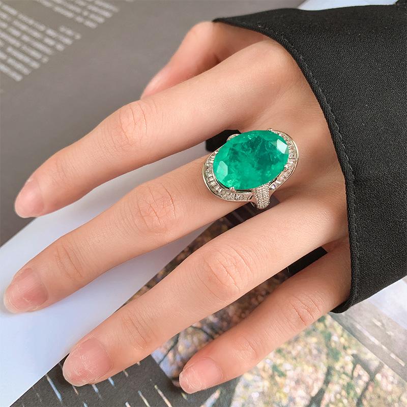 Schmuck Kupferboden Vergoldet Simulationsfarbe Schatz Große Denierform Luxus Temperament Ring Hauptstein 13 * 18