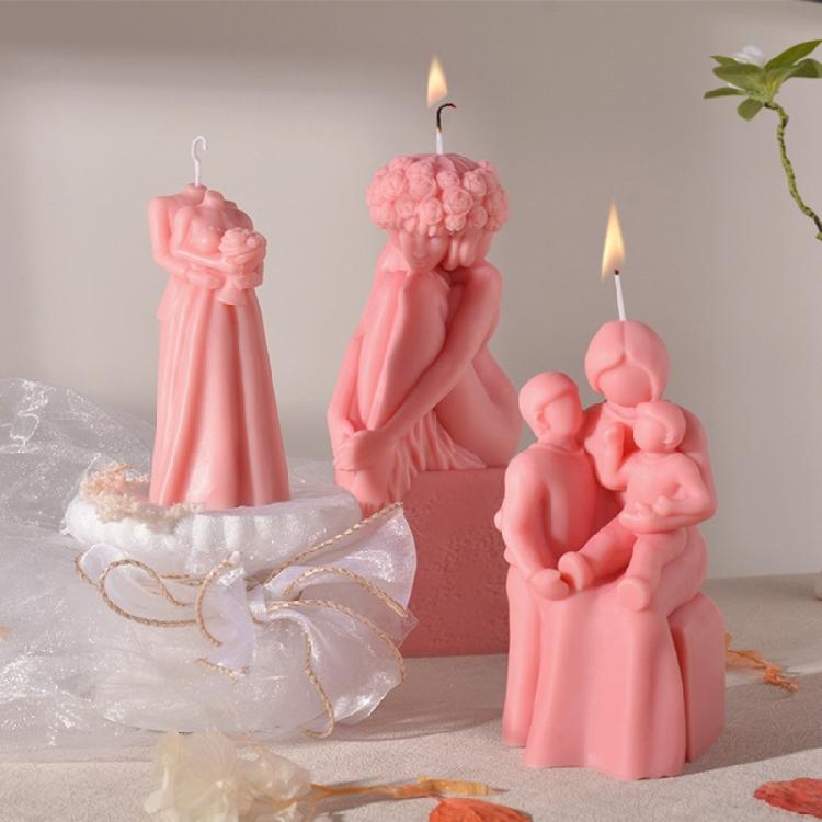 Couples Candle Mold Mother and Kids Candle Silicone Moulds DIY Home Decorations