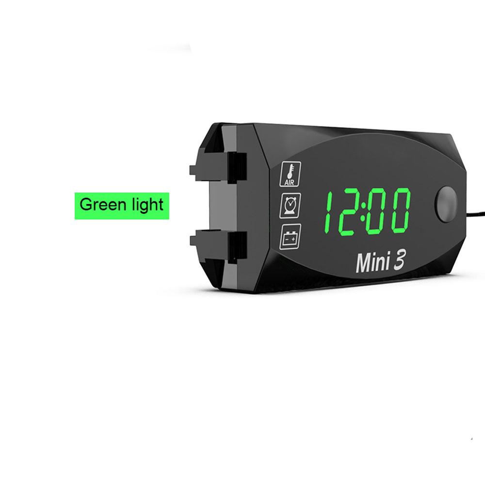 

Мотоциклетний 3 в 1 Вольтметр/Годинник/Термометр Електронний Лічильник Світлодіодний Дисплей Модифікація Мотоцикла Водонепроникний Цифровий Дисплей Лічильник світло-зелений колір