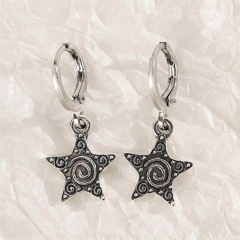 Goth Vintage Cute Bowknot Pink Strawberry Heart Star Pendant Earrings Egirl Gothic 2000s Y2K EMO Rave Zircon Scene Accessories