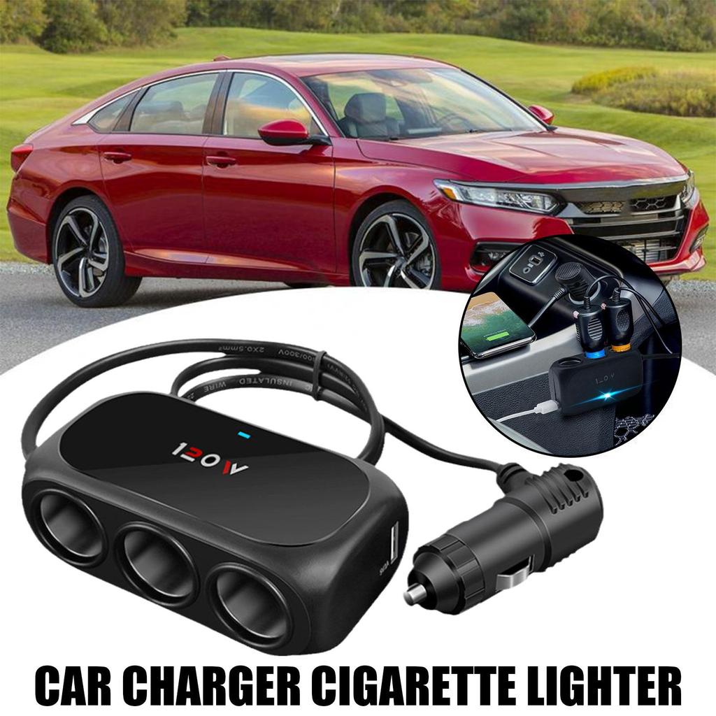 3 In 1 Dual USB 120W Socket Car Cigarette Lighter Adapte 12V 24V Splitter LED Fast Charger Plug Adapter For IPhone GPS Dash T4R9