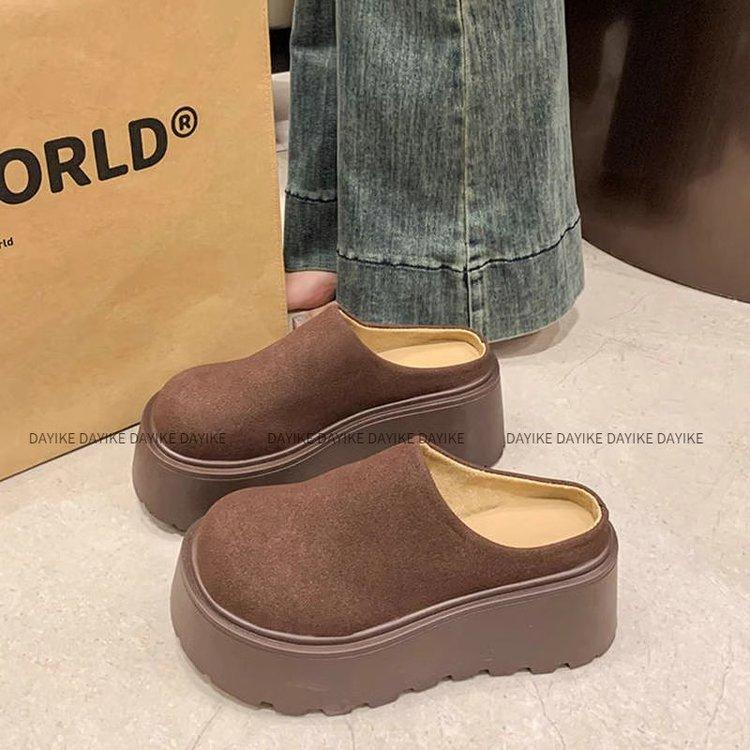 Small man heightening bag head slippers women wear 2025 spring new Internet celebrity ins lazy one pedal casual shoes
