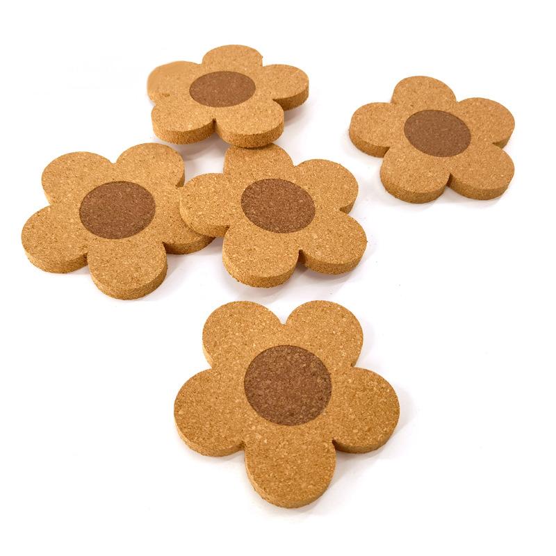 Floral Cork Coaster - Reusable Office Insulated Coaster With Cork Flower Design, Suitable For Coffee, Tea Cups, Etc