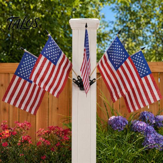 American Flag Stand Set, 5Pcs Celebration Flags with Poles And Fan-Shaped Bases for Wall Balcony Shop Fronts Outdoor Decor Patriotic Celebration