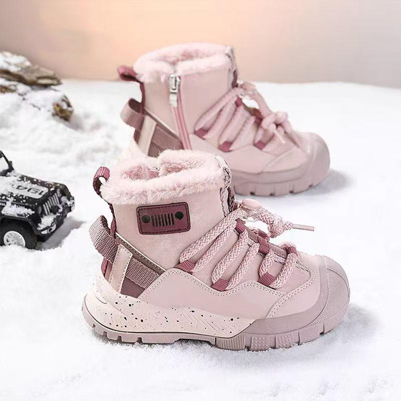 

Детские водонепроницаемые нескользящие зимние сапоги для мальчиков и девочек - Новый стиль 2025 года, на флисовой подкладке и утепленные 35