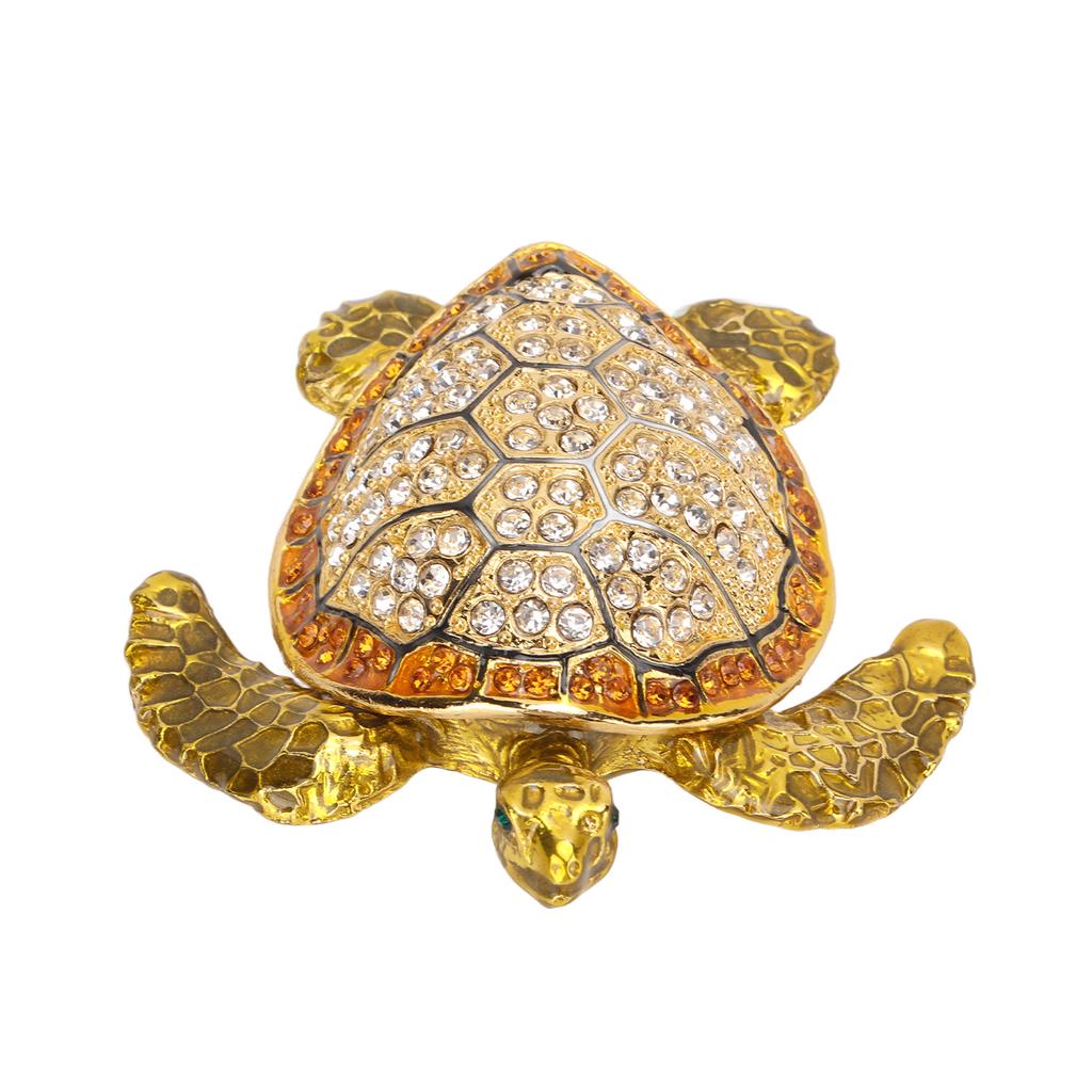 Turtle Trinket Jewelry Box Sparkling Rhinestones Magnetic Buckle Tortoise Figurines Collectible for