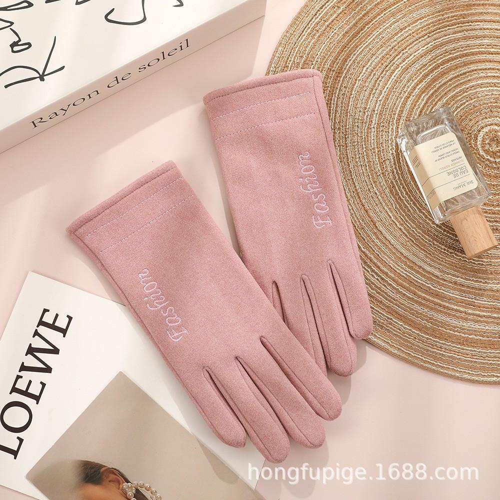 Warm gloves Three-line rabbit velvet men's and women's fashion cold-proof velvet outdoor cycling autumn and winter gloves