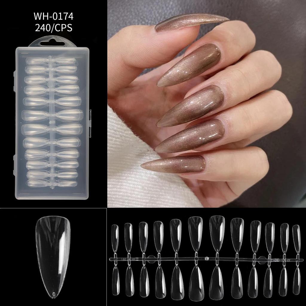 Nail Thin Nail Piece Free Engraving Grinding Trapezoidal Water Drop Almond Scrub Full Paste Half Paste Extension 240 Pieces