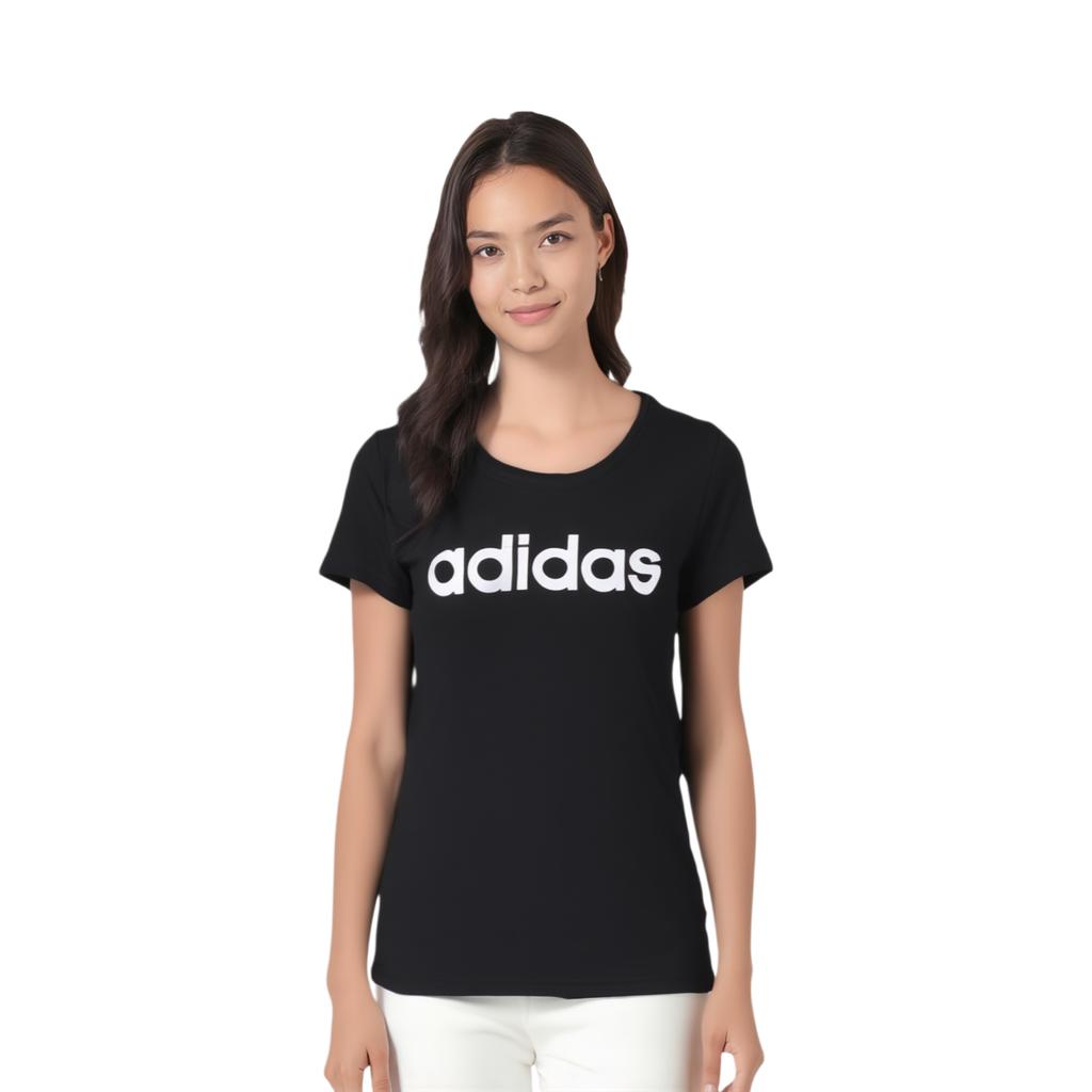 adidas Neo Lifestyle Casual Series W Ce Logo Round Neck Fashion Versatile Short Sleeve Regular T-Shirt Women Tops Black DN2499