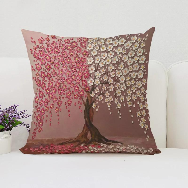 Japanese Cherry Blossom Pillowcases for Pillows 45x45 Cushions Cover for Living Room Cushions Luxury Cushion Cover Home Decor