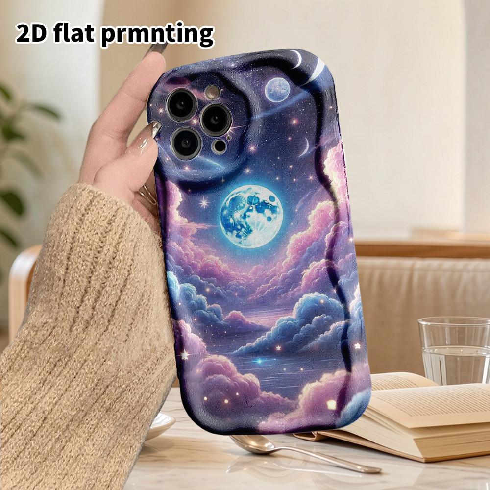 Phone Case: 2D Flat Design Suitable for iPhone 18 17 16 15 14 13 Pro, Couple Style, Galaxy Clouds, Christmas and Halloween Gifts