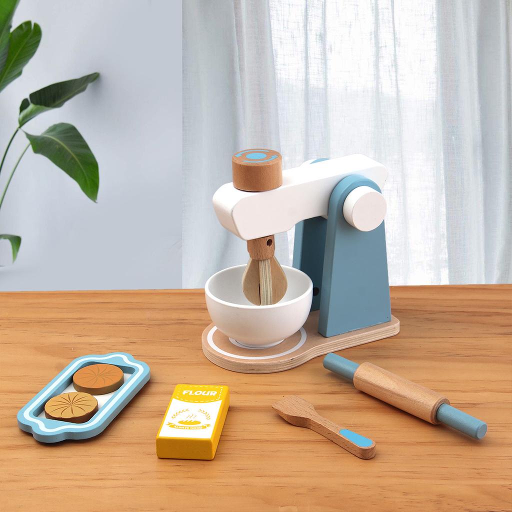 Wooden Kitchen Playset: Coffee Maker, Toaster & Mixer, Montessori Life Skills Toy for Toddlers' Creativity Development