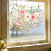 Yousheng Frühling Hängend Floral Fensteraufkleber Aquarell Saussurea Blume Ranke Fensterdekale Wiederverwendbar Statischer Glasaufkleber für Zuhause Geschäft