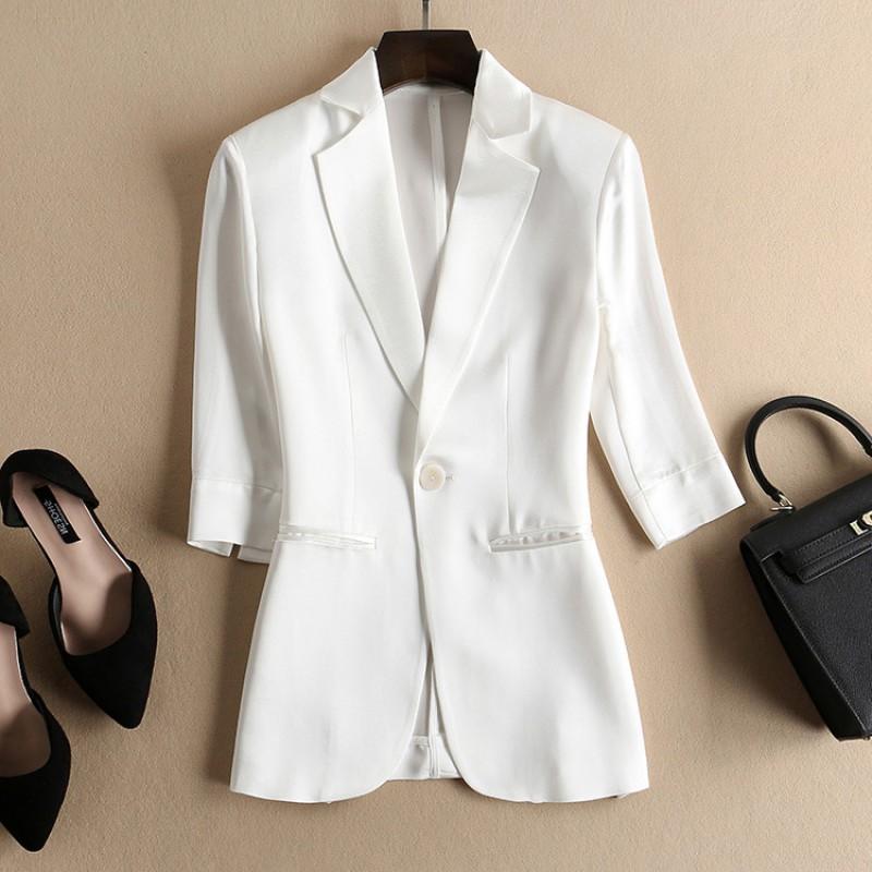 Womens Lightweight Acetate Satin Blazer Slim