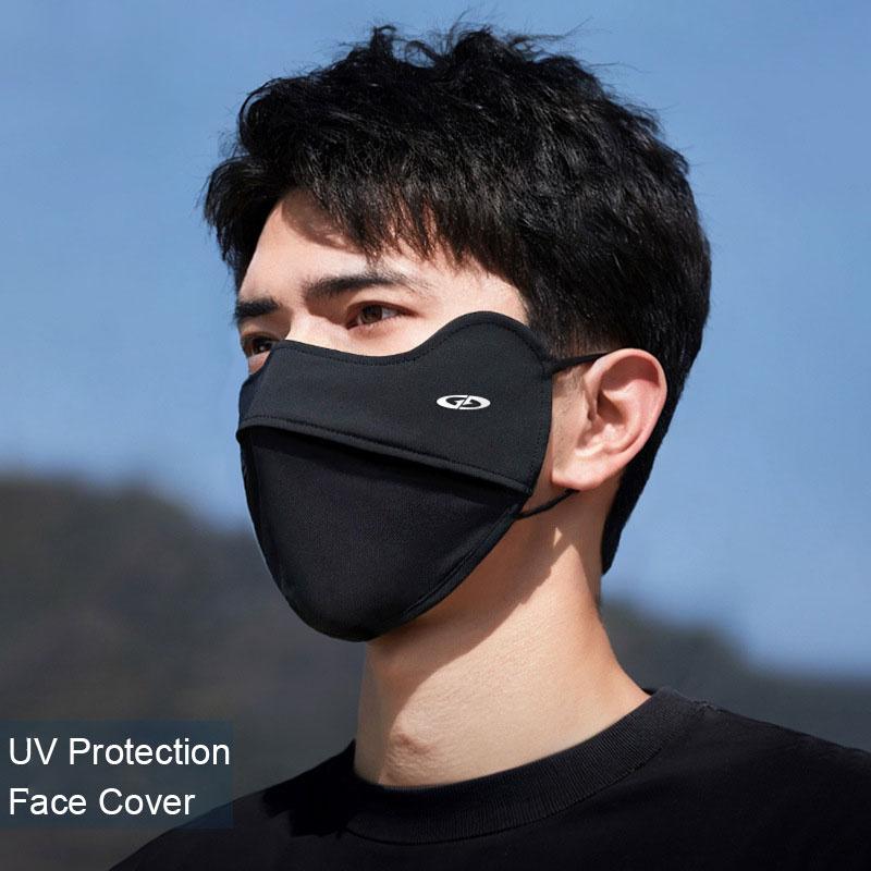 Summer Ice Silk Uv Protection Face Mask For Men, Outdoor Sun Shield Face Cover With Eye Corner Guard