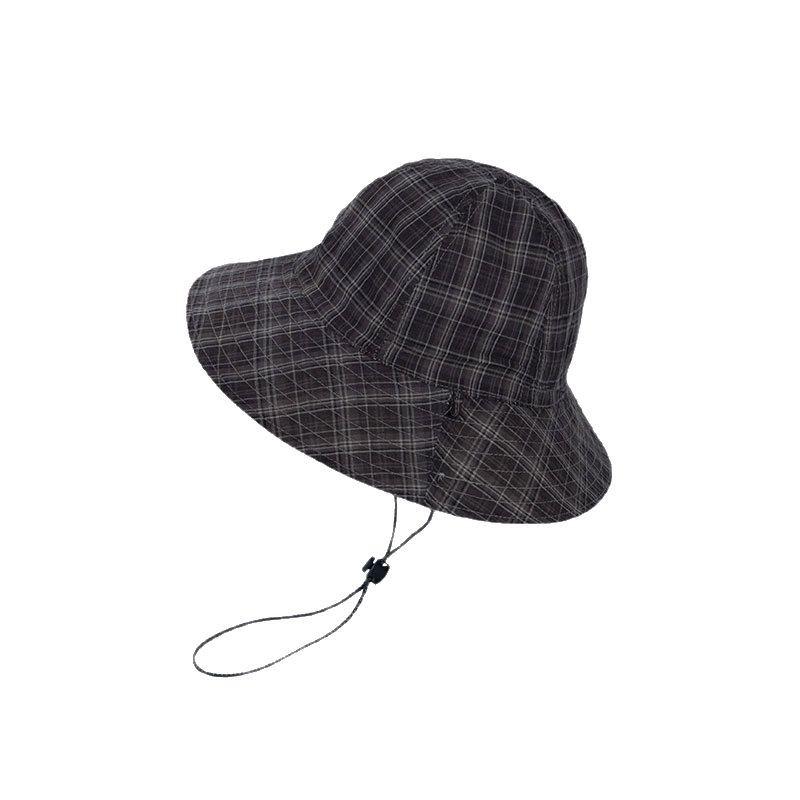 Japanese Style Retro Plaid Double Sided Fisherman's Hat New Fashionable Outdoor Large Brimmed Sun Hat Sun Protection Basin Hat Trendy