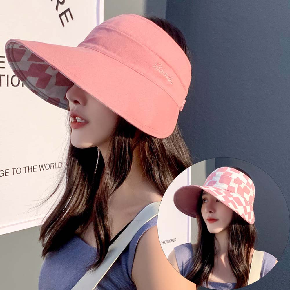 Personality Anti-ultraviolet Square Oversized Brim Cotton Double Sided Sun Hat Empty Hat Beach Cap