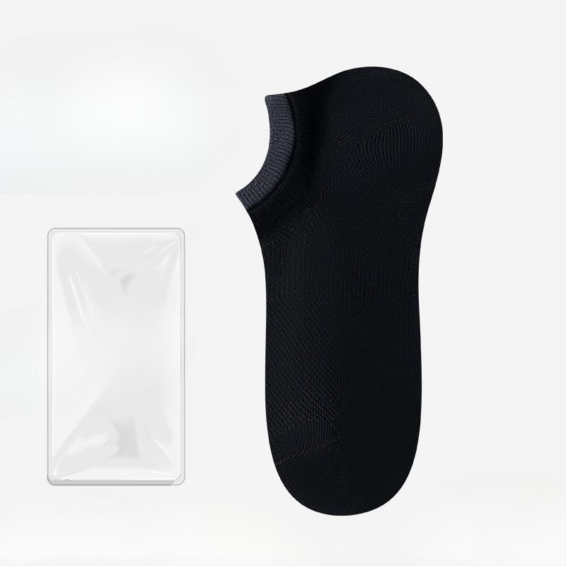 Male Summer Thin Solid Color Does Not Fall with Non Slip Anti Pilling Breathable Anti Odor Invisible Short Cotton Socks