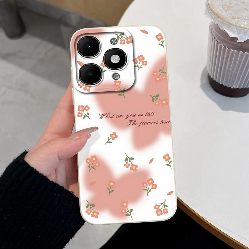 For itel A90 A50C A80 P60 S25 Ultra Power 70 Phone Cover Pretty Flower Pattern Smooth Liquid Silicone Screen Protector Shockproof Case For itel Casing