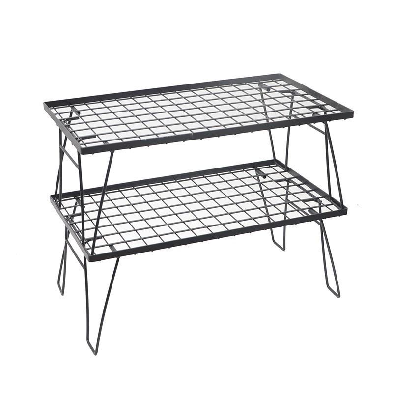 Portable Outdoor Folding Mesh Bamboo Table with Multi-Functional Draining Rack