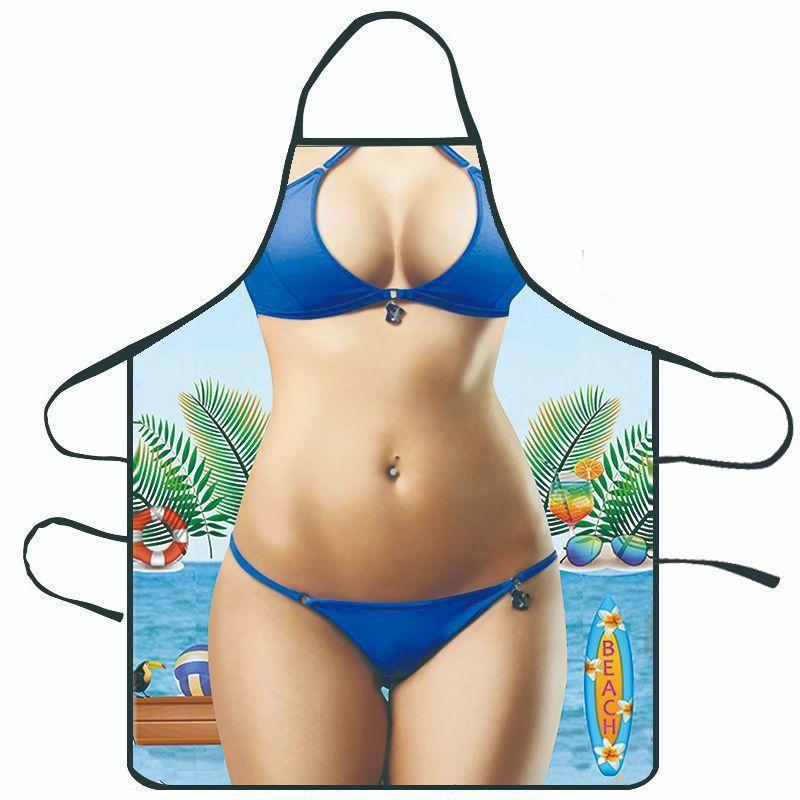Creative Funny Character Print Waterproof Apron For Kitchen Cooking Home Use