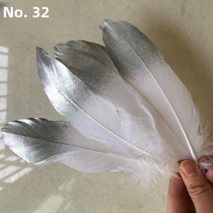 DIY Feather Jewelry Accessories: Large Floating Gold Feather, Small Straight Knife, Spray Gold Gradient Feather