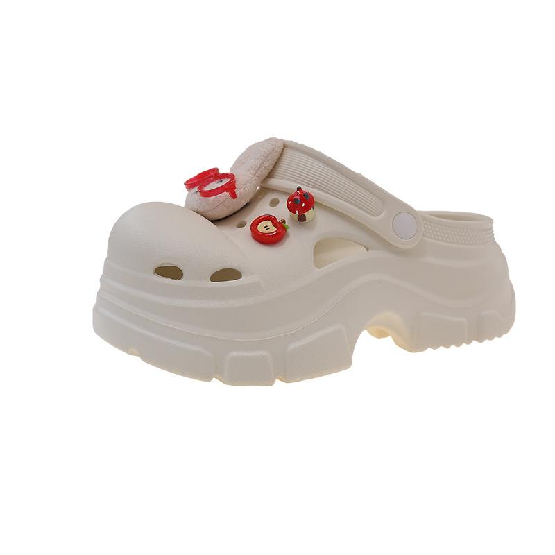 Thick-soled Muffin Hole Shoes Women's Outer Wear 2025 Summer New Soft-soled Breathable Heightening Baotou Beach Cool Slippers Women