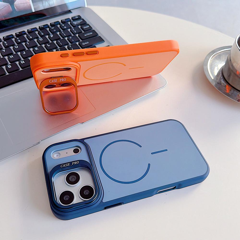 KEYSION Matte Skin Feel Lens Stand Phone Case for Magsafe for iPhone 17 Pro Max Magnetic Wireless Charging Shockproof Back Cover