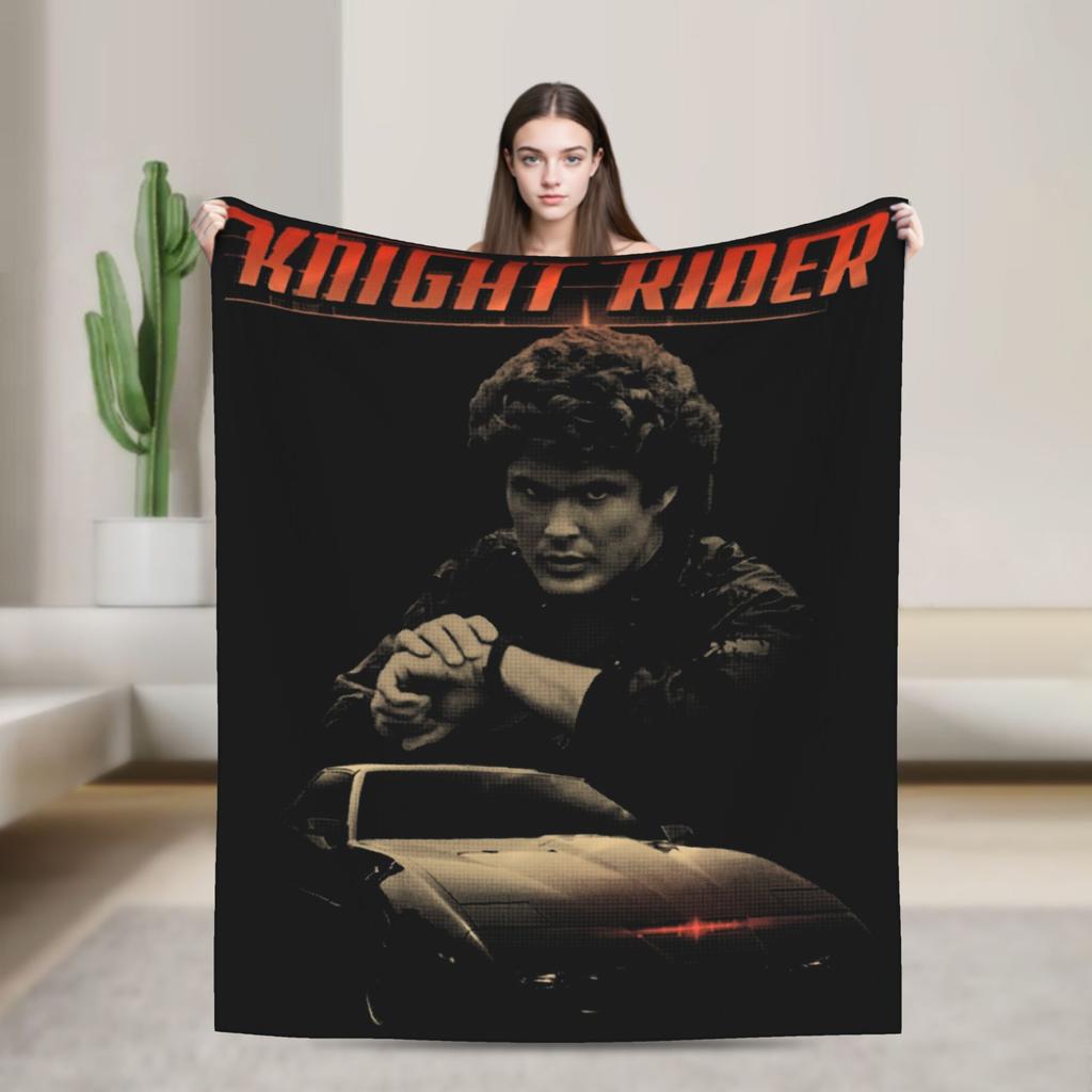 Knight Rider Knight Industries 2000 Kitt Knitted Blanket David Hasselhoff Wool Throw Blanket Sofa Rug Piece Soft Warm Breathable