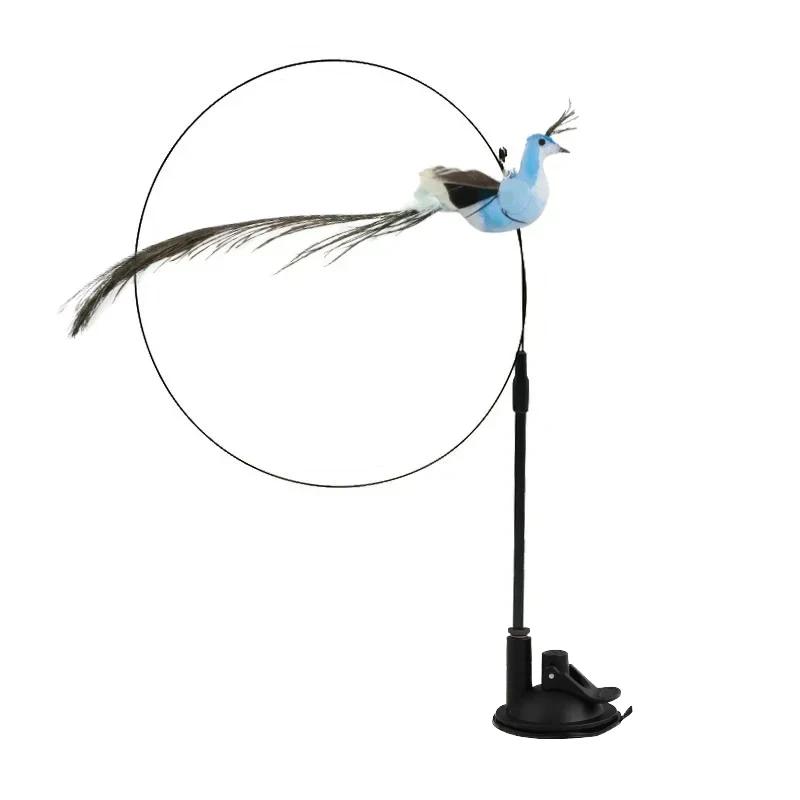 Simulation Bird Cat Toys Funny Interactive Peacock with Bell Cat Stick Toy for Kitten Playing Teaser Wand Toys Pet Cats Supplies