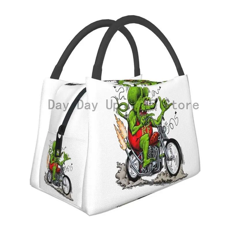 Ratfink Ride Insulated Lunch Bags for School Office Rat Fink Waterproof Thermal Cooler Bento Box Women Lunchbag